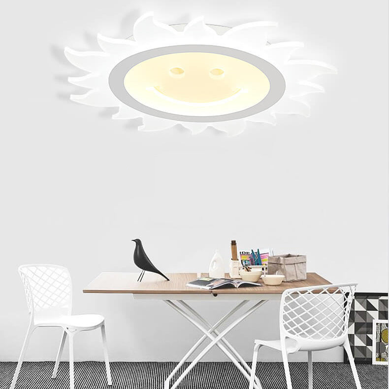 Creative Cartoon Smiley Sun LED Flush Mount Ceiling Light Cuvalon