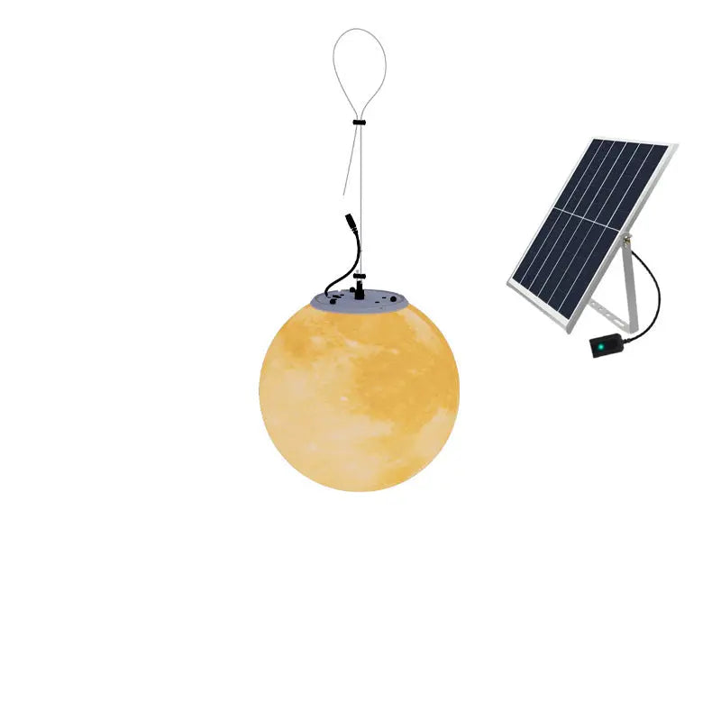 Contemporary Nordic Solar Waterproof PE Resin Round Moon LED Pendant Light For Outdoor Patio Cuvalon