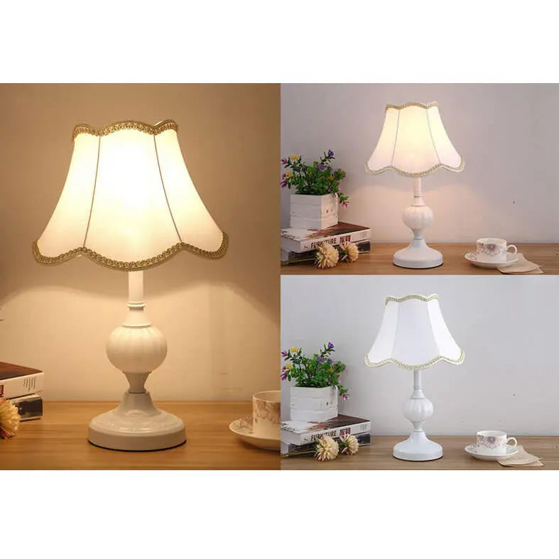 Nordic Vintage Floral Glass Fabric 1-Light Table Lamp Cuvalon