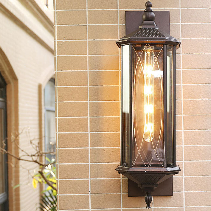 Outdoor Vintage Chinese Transparent Cage 1-Light Waterproof Wall Sconce Lamp Cuvalon