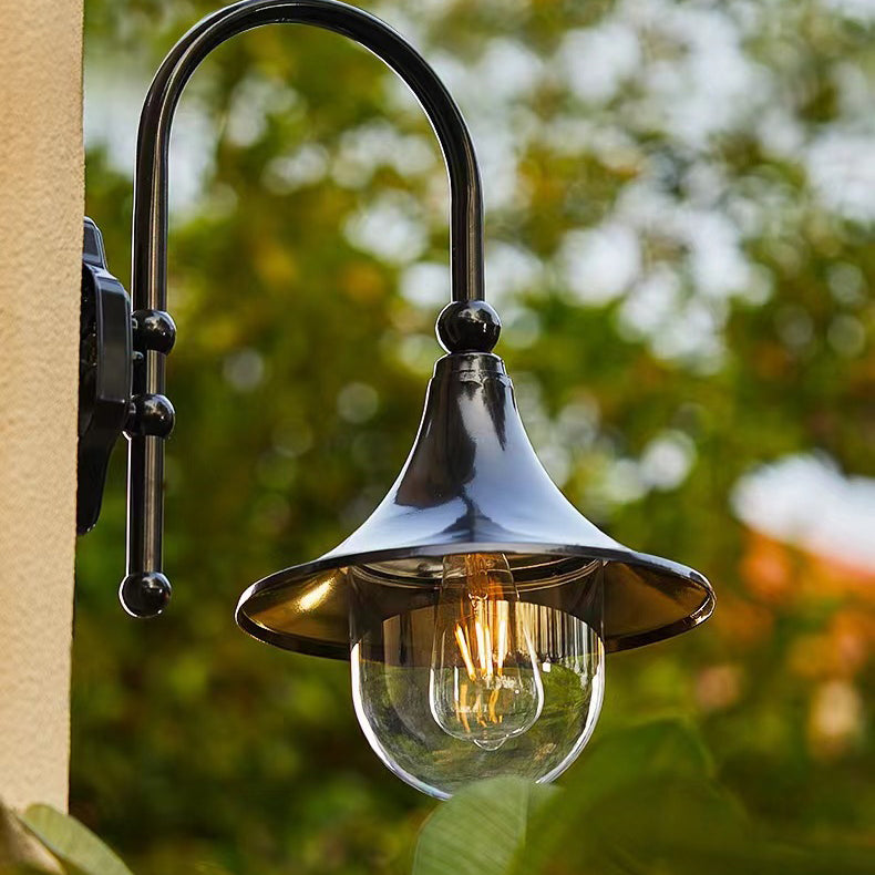 Contemporary Industrial Aluminum Horn Shape 1-Light Wall Sconce Lamp For Outdoor Patio Cuvalon