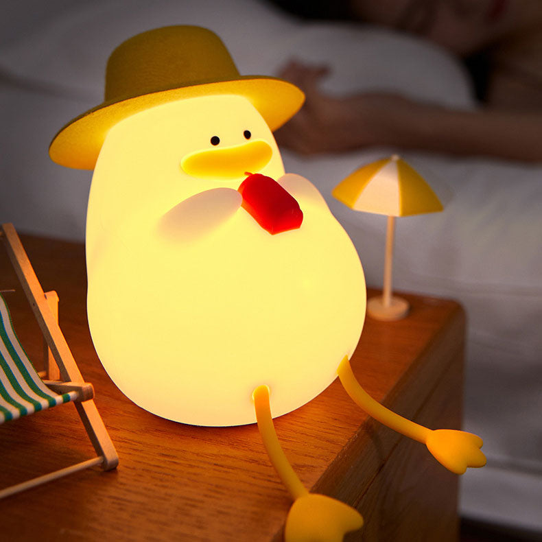 Creative Cartoon Silicone Duck Pat  LED Night Light Table Lamp Cuvalon