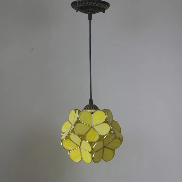 Vintage Stained Glass Petal 1-Light Pendant Light Cuvalon