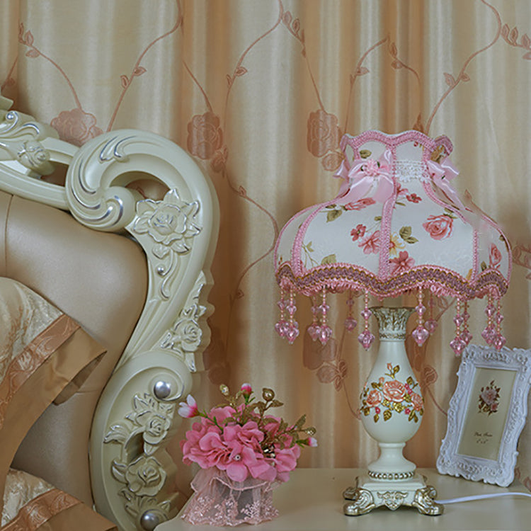 Traditional European Vase Palace Resin Fabric 1-Light Table Lamp For Bedroom Cuvalon