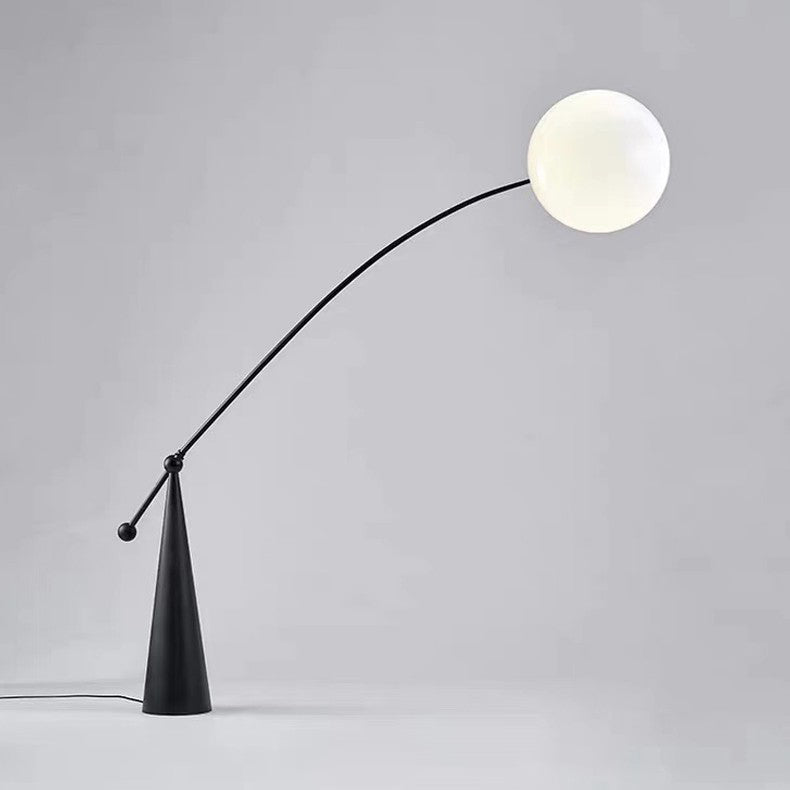 Contemporary Creative Tapered Base Fishing Rod Orb Iron Glass 1-Light Standing Floor Lamp For Living Room Cuvalon