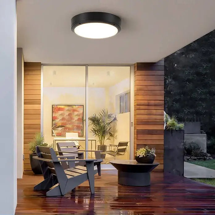 Simple Outdoor Waterproof Aluminum Round LED Flush Mount Ceiling Light Cuvalon