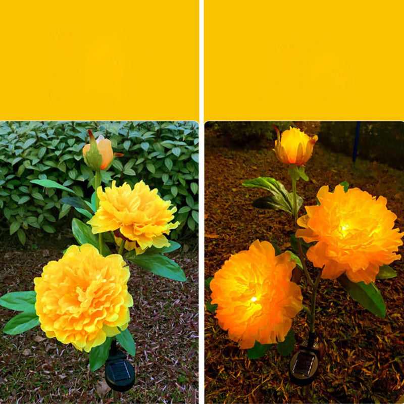 Contemporary Creative Solar Peony Flower LED Waterproof Lawn Landscape Insert Light For Outdoor Patio Cuvalon