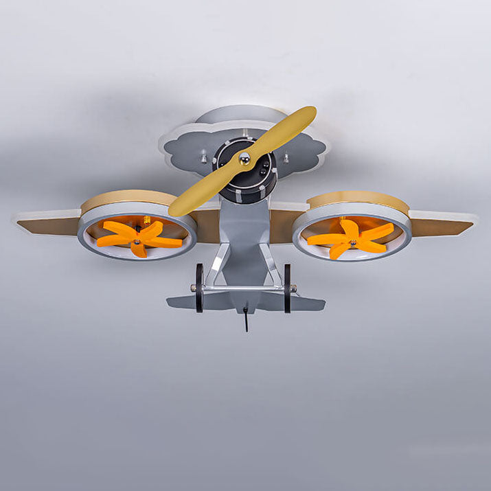 Creative Cartoon Airplane Iron Acrylic LED Kids Semi-Flush Mount Ceiling Light Cuvalon