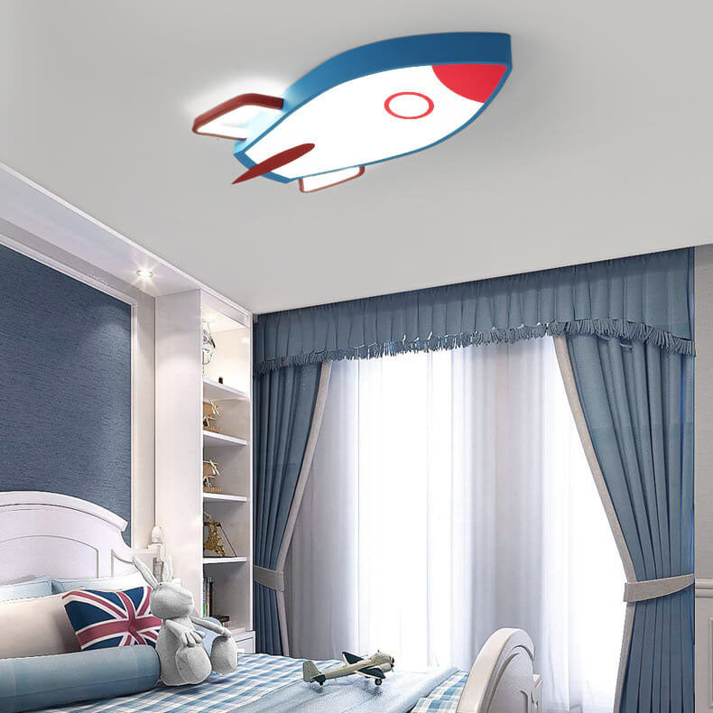 Cartoon Rocket-shaped Aluminum LED Flush Mount Ceiling Light Cuvalon