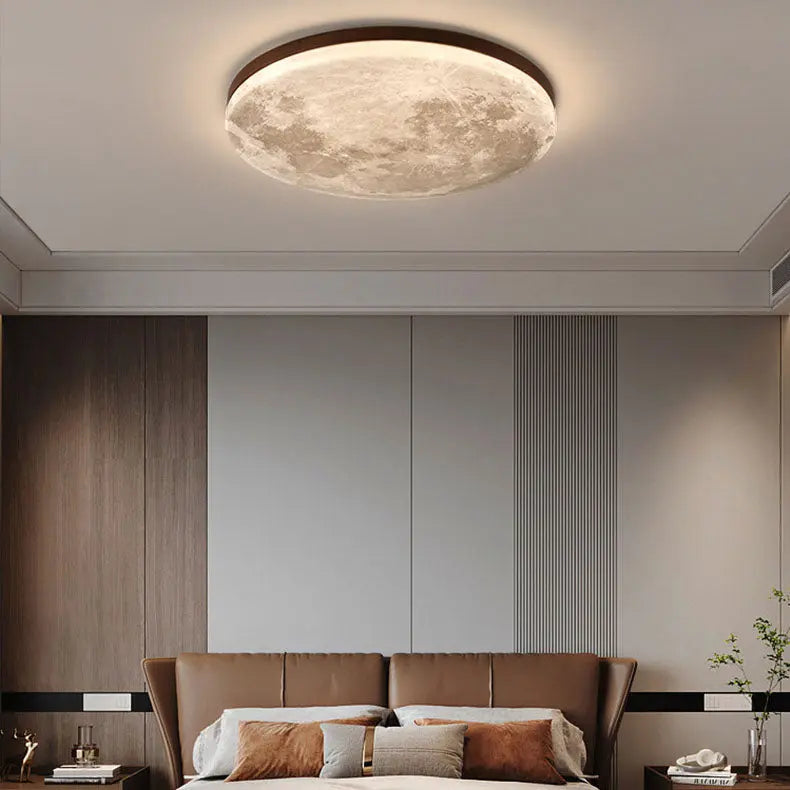 Nordic Minimalist Moon Round PVC LED Flush Mount Ceiling Light Cuvalon