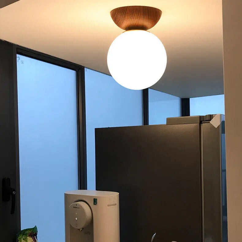 Modern Minimalist Glass Iron Orb 1-Light Semi-Flush Mount Light/Pendant Light for Living Room Cuvalon
