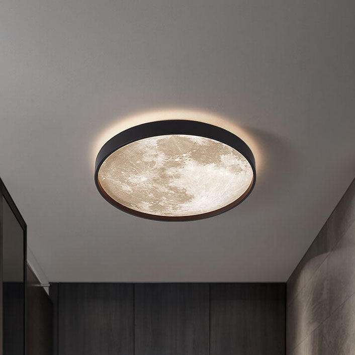 Nordic Creative Moon Round LED Flush Mount Ceiling Light Cuvalon