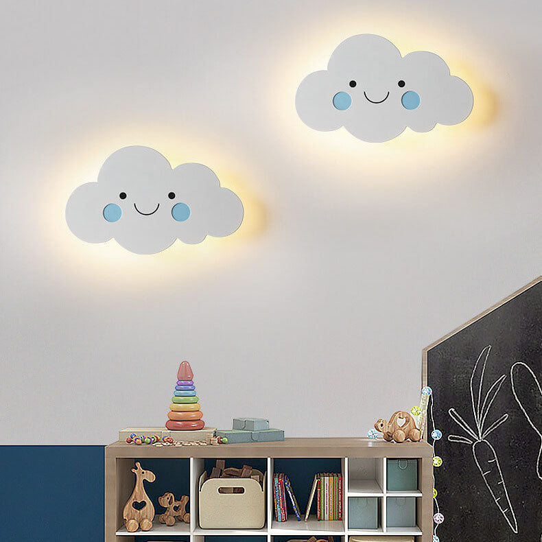 Nordic Creative Clouds Iron Emoji LED Kids Wall Sconce Lamp Cuvalon