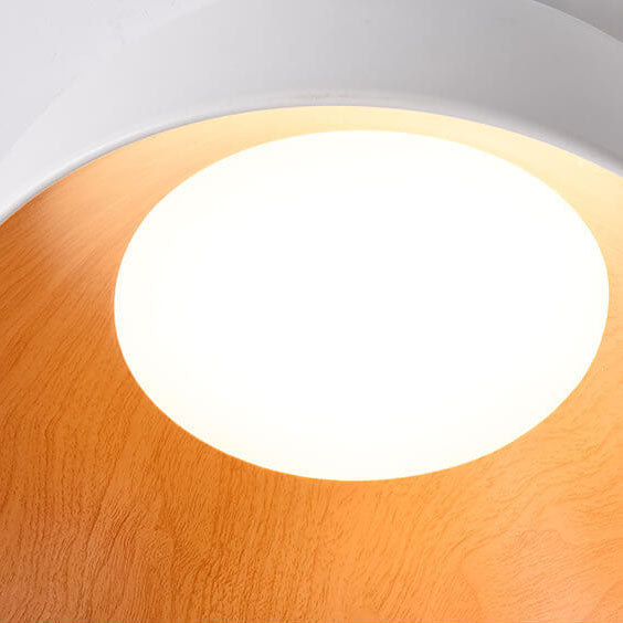 Minimalist Wooden Bowl Iron LED Flush Mount Ceiling Light Cuvalon