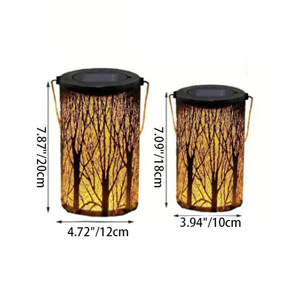 Modern Art Deco Solar Cylinder Skeleton Lantern Iron LED Outdoor Landscape Light For Garden Cuvalon