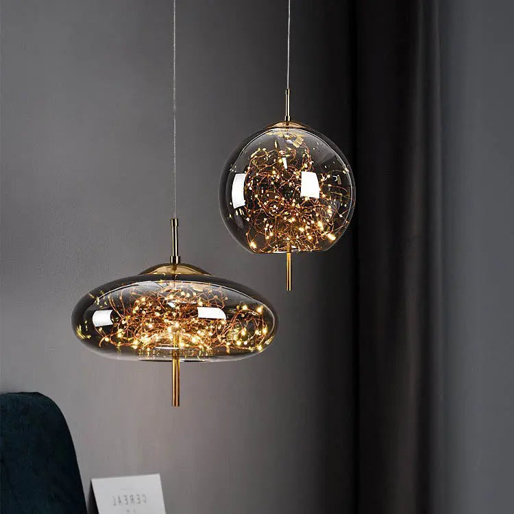 Contemporary Scandinavian Cylinder Oval Glass 1-Light Pendant Light For Bedroom Cuvalon