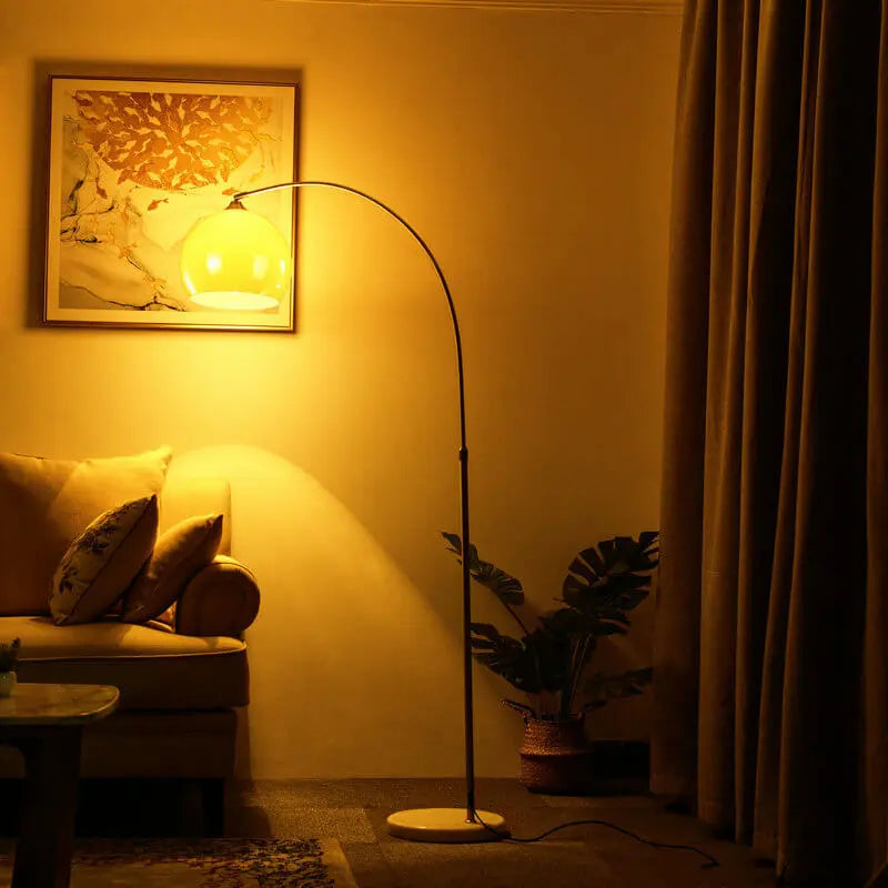 Modern Globe Acrylic Shade Fishing Rod 1-Light Standing Floor Lamp Cuvalon