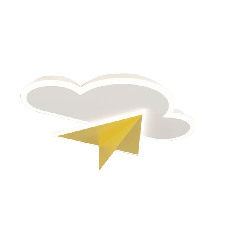 Creative Cartoon Clouds Airplane LED Kids Flush Mount Ceiling Light Cuvalon