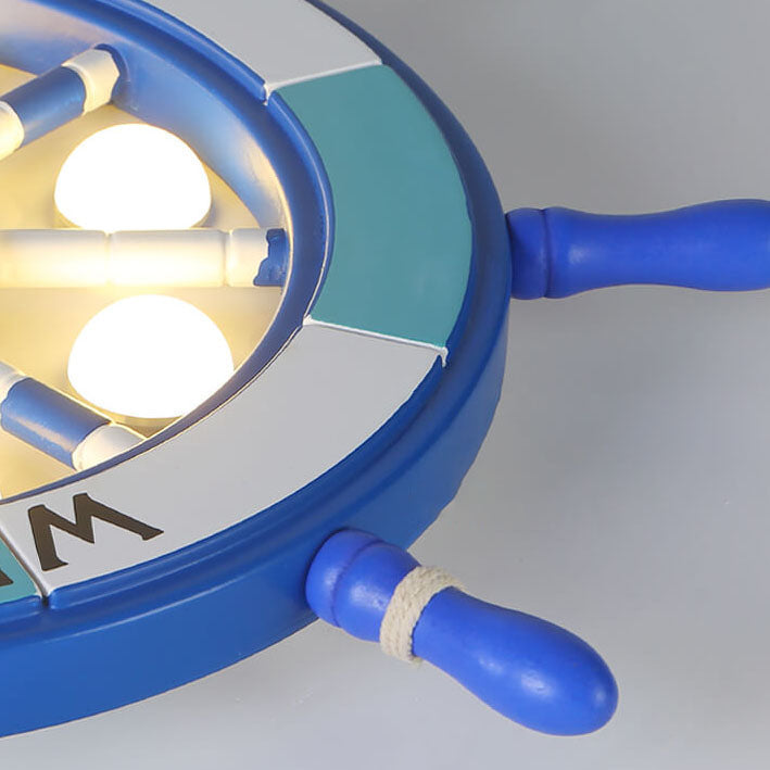 Creative Cartoon Plastic Sailboat Helmsman LED Flush Mount Ceiling Light Cuvalon