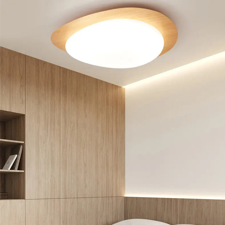 Contemporary Scandinavian Pebble Shape Iron Acrylic LED Flush Mount Ceiling Light For Bedroom Cuvalon