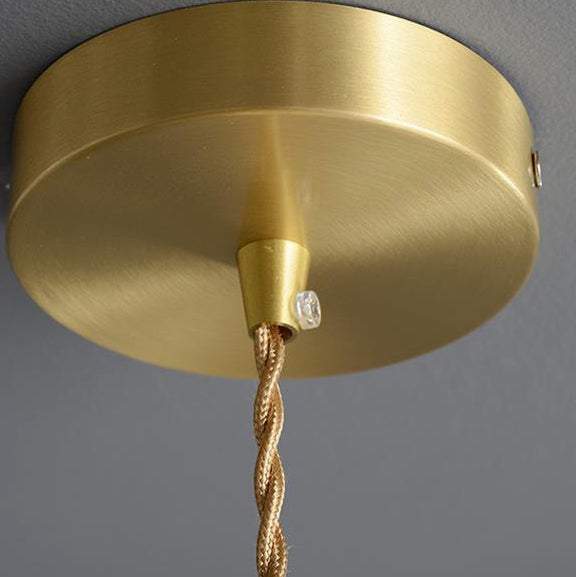 Traditional Vintage Cylindrical Brass Glass 1-Light Pendant Light For Bedroom Cuvalon