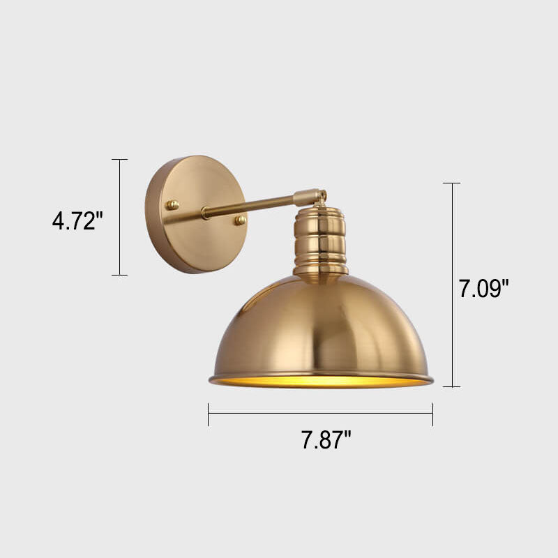 Modern Simple Iron Plated Brass Cone Round 1-Light Wall Sconce Lamp Cuvalon