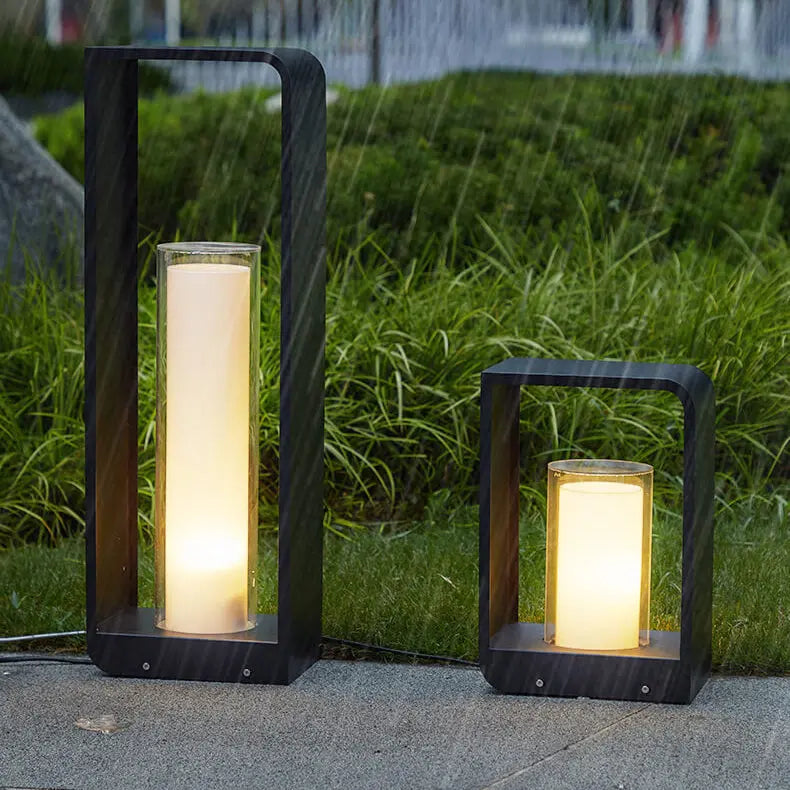 Modern Minimalist Square Frame Stainless Steel Acrylic LED Waterproof Lawn Landscape Light For Outdoor Patio Cuvalon