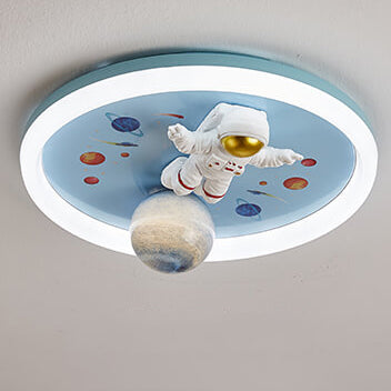 Cartoon Creative Space Astronaut Resin LED Flush Mount Ceiling Light Cuvalon