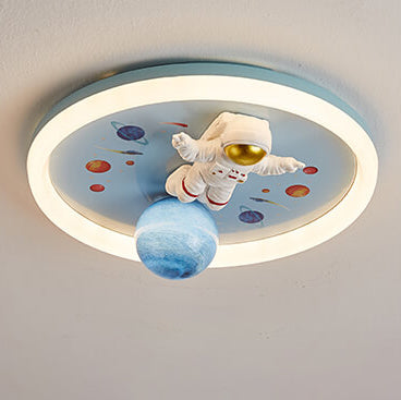 Cartoon Creative Space Astronaut Resin LED Flush Mount Ceiling Light Cuvalon