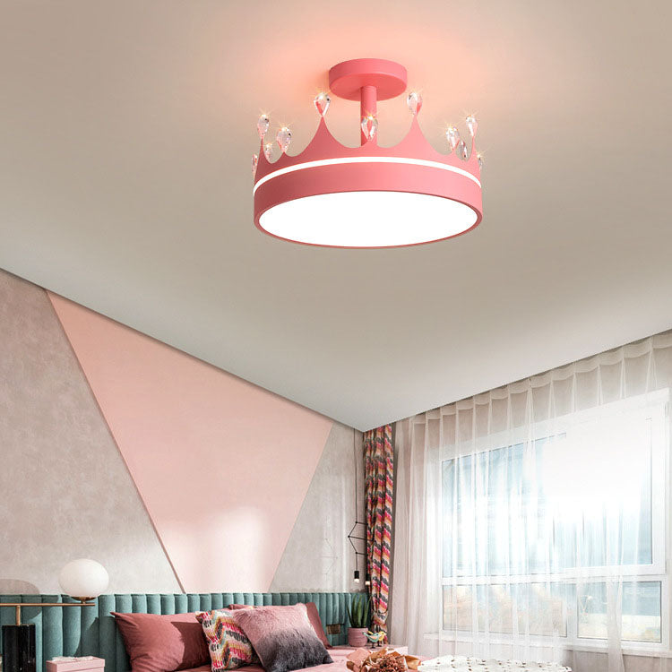 Cartoon Creative Crown LED Kids Semi-Flush Mount Ceiling Light Cuvalon