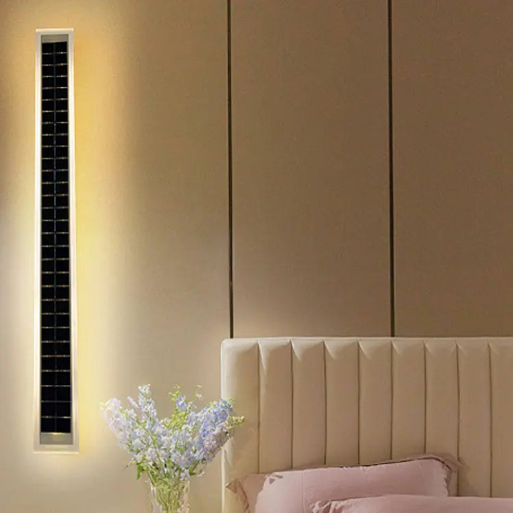 Minimalist Outdoor Solar Rectangular Strip Waterproof Patio LED Wall Sconce Lamp Cuvalon