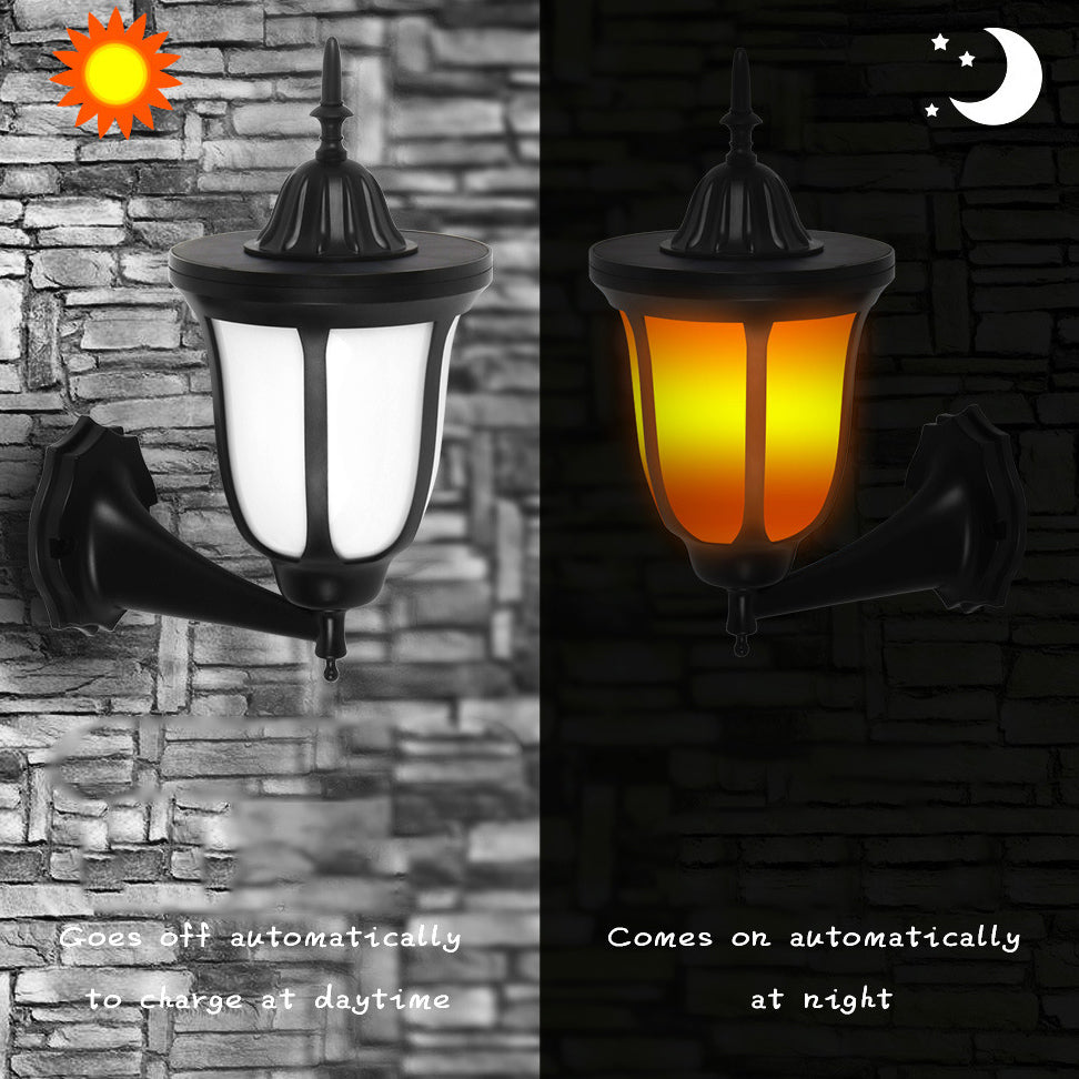 Solar Flame Lantern LED Outdoor Waterproof Landscape Wall Sconce Lamp Cuvalon