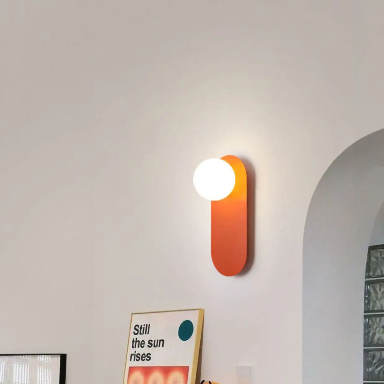 Nordic Minimalist Glass Orange Ring Base 1-Light Wall Sconce Lamp Cuvalon