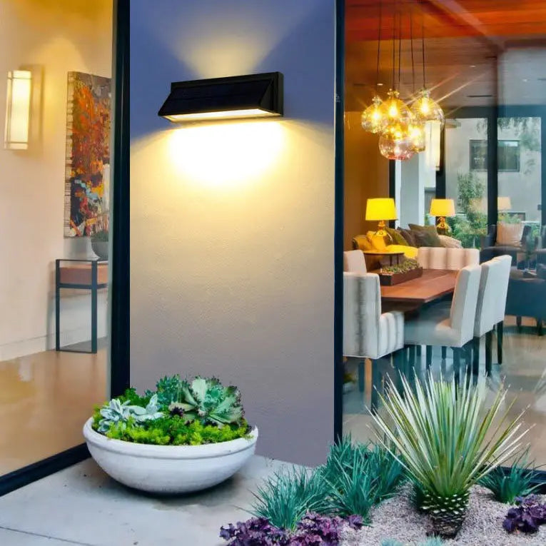 Outdoor Solar Waterproof Rectangular Slant LED Patio Wall Sconce Lamp Cuvalon