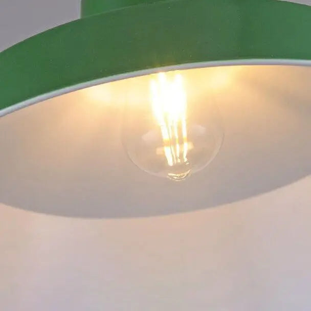 Industrial Vintage Green Iron Dome Cone 1-Light Pendant Light Cuvalon