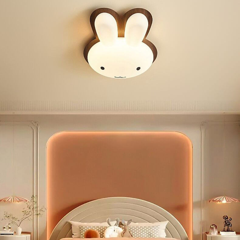 Modern Funny Bunny Kids Iron Acrylic LED Flush Mount Light Cuvalon