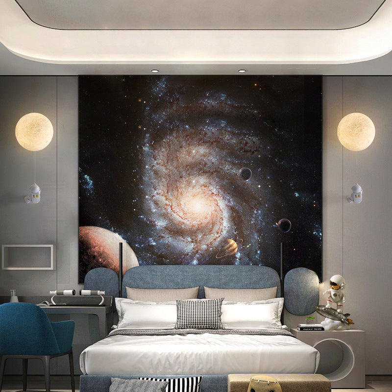 Contemporary Creative 3D Printed Moon Shade Resin Astronaut 1-Light Wall Sconce Lamp For Bedroom Cuvalon