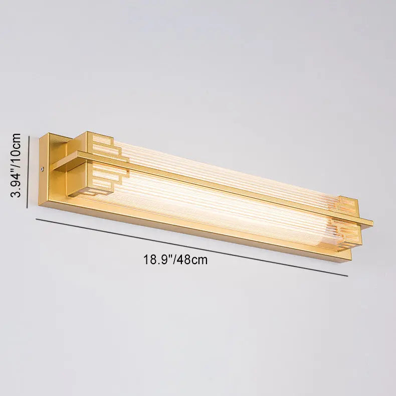 Traditional Chinese Waterproof Rectangular Stainless Steel Glass LED Wall Sconce Lamp For Outdoor Patio Cuvalon