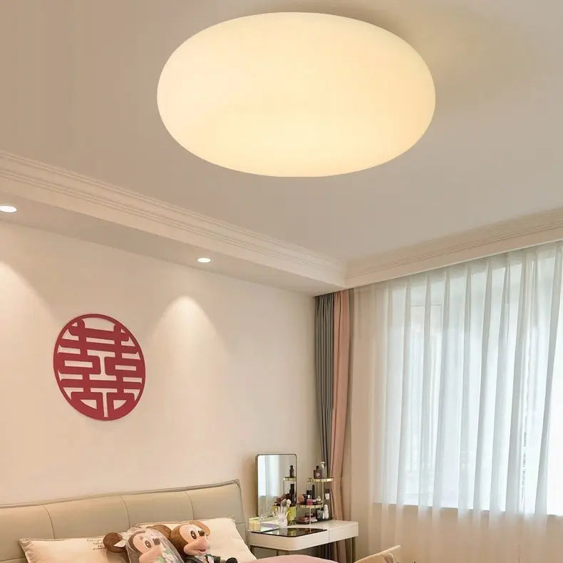 Modern Minimalist Oval Iron PE LED Flush Mount Ceiling Light For Bedroom Cuvalon