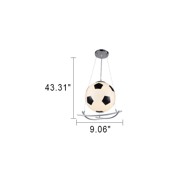 Cartoon Creative Soccer Glass Iron 1-Light Kids Pendant Light Cuvalon