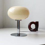Nordic Vintage Cream Round Glass 1-Light Table Lamp Cuvalon