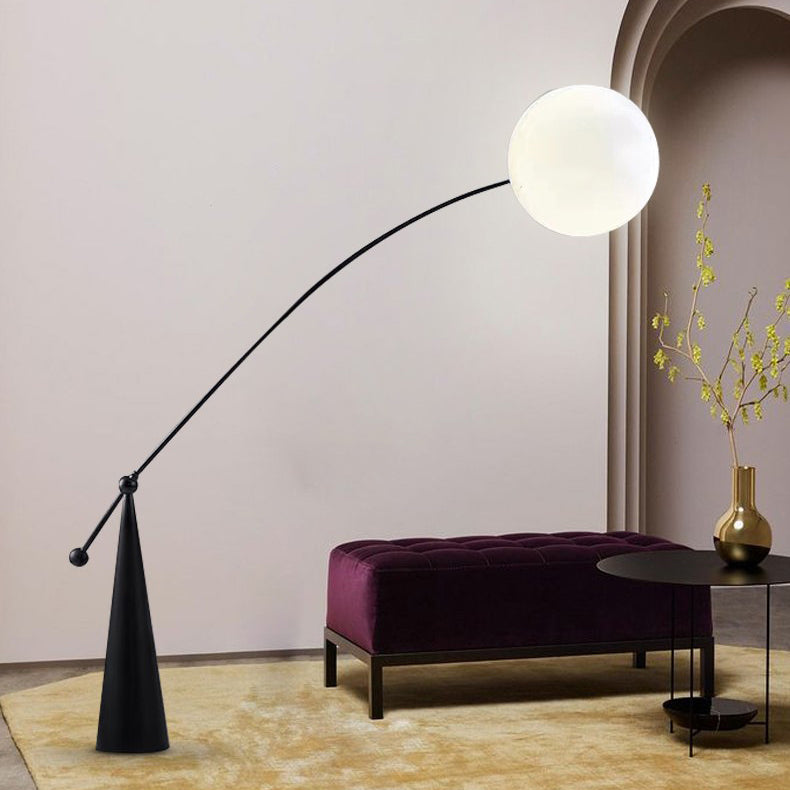 Contemporary Creative Tapered Base Fishing Rod Orb Iron Glass 1-Light Standing Floor Lamp For Living Room Cuvalon