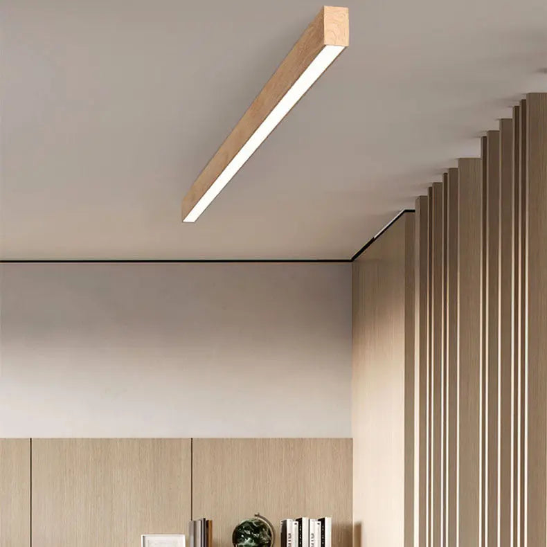 Modern Minimalist Wood Grain Aluminum Strips LED Flush Mount Ceiling Light Cuvalon