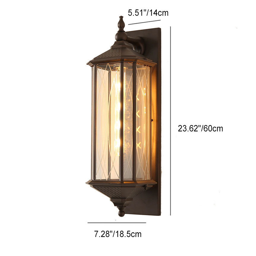 Outdoor Vintage Chinese Transparent Cage 1-Light Waterproof Wall Sconce Lamp Cuvalon