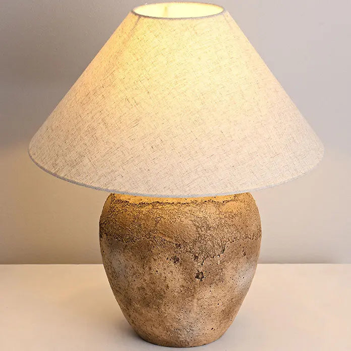 Modern Shabby Chic Cone Fabric Ceramic Jar 1-Light Table Lamp For Bedroom Cuvalon