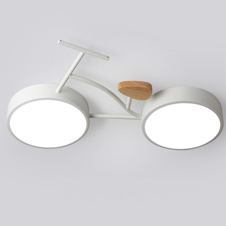 Contemporary Creative Bicycle Acrylic Wood LED Kids Flush Mount Ceiling Light For Living Room Cuvalon