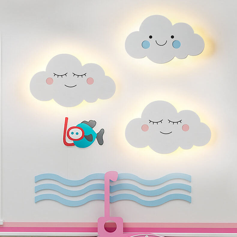 Nordic Creative Clouds Iron Emoji LED Kids Wall Sconce Lamp Cuvalon