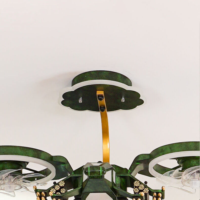 Modern Children's Helicopter Hardware Acrylic LED Semi-Flush Mount Ceiling Fan Light Cuvalon