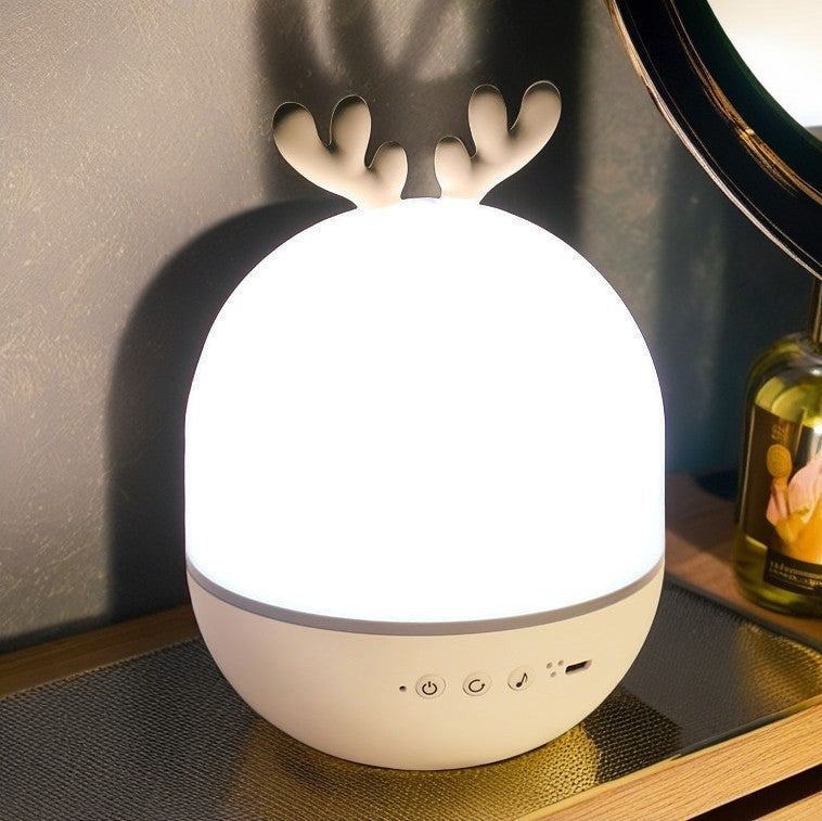 Contemporary Creative Kids Projectable Round Rabbit Deer ABS LED Table Lamp For Bedroom Cuvalon