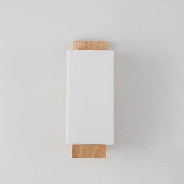 Modern Minimalist Solid Wood Square Glass Column 1-Light Wall Sconce Lamp Cuvalon